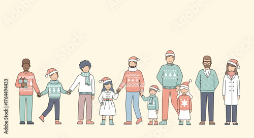 Diverse Group of People Celebrating Christmas Together.