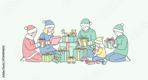 Children opening Christmas presents together joyfully on holiday morning.