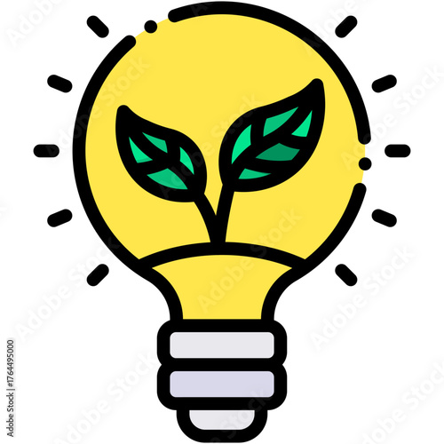 vector icon Bulb, Green Energy, Save The Planet, Plant, Bio Energy, Eco