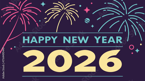 Celebrate the vibrant arrival of 2026 with dazzling fireworks and festive cheer for your New Year's designs