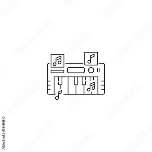 Music Keyboard icon, Piano Keyboard thin line and pixel Symbol Outline icon Editable Stroke