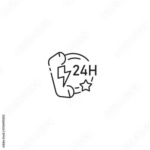24 Hours Support icon, Call center Symbol Outline icon Transparent background