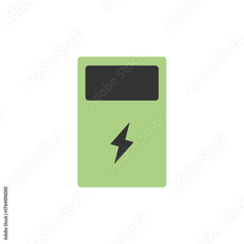 Electric charger socket icon for clean technology and renewable charging solutions. Green Energy Illustration.