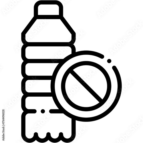 vector icon Bottle, No Plastic, Banned, Eco Friendly, Contamination, Pollution
