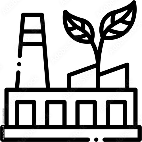 vector icon Factory, Eco Factory, Sustainable Energy, Eco Friendly, Energy, Ecology