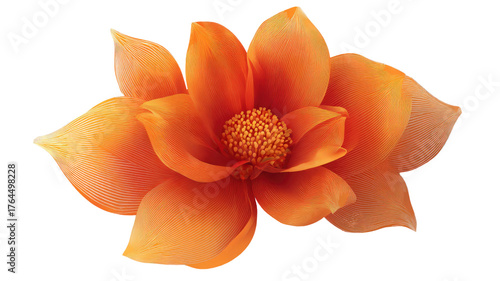Abstract orange flower vector illustration with geometric petals, modern floral design element, decorative art pattern graphic isolated on white background
