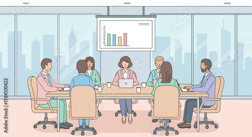 Diverse Business Team Engaged in a Productive Meeting Around a Conference Table.