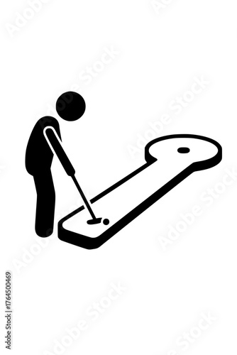 Enjoying a fun game of miniature golf as a person swings their club at a colorful ball on a playful course, perfect for leisure and recreation themes.