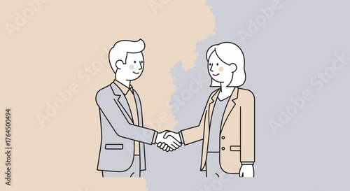 Business Agreement - Man and Woman Shaking Hands in Partnership.