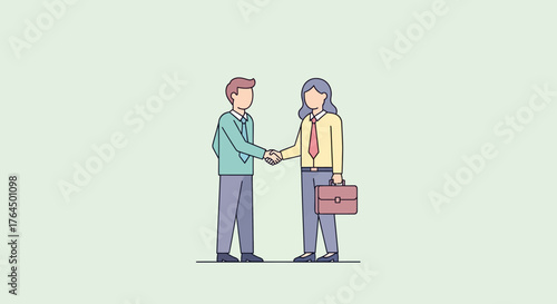 Business partners shaking hands after successful deal agreement.