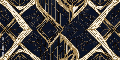Geometric gold lattice pattern on dark background