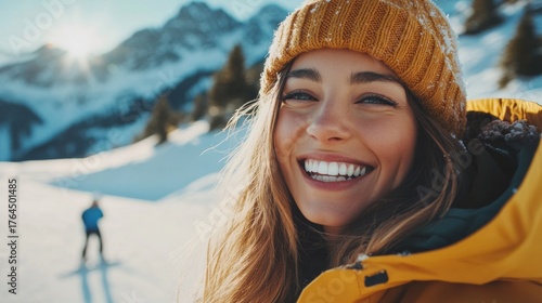 happy young woman in winter