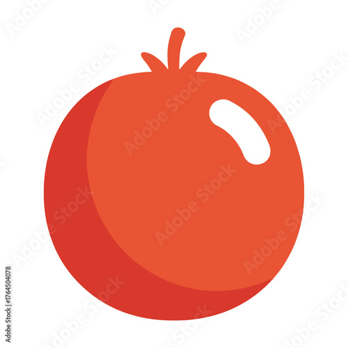 Simple flat icon of a ripe red pomegranate fruit on a white background