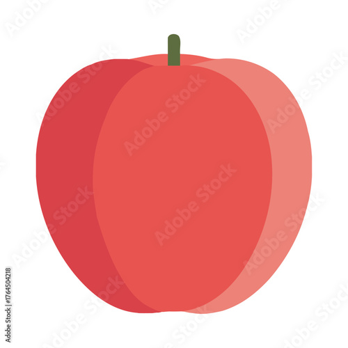 Simple flat illustration of a red apple with a green stem