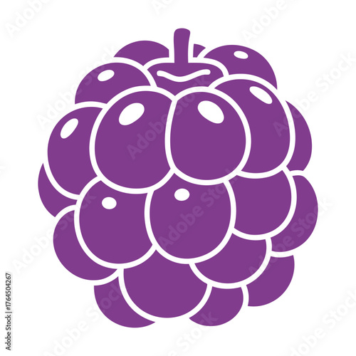 Stylized purple fruit cluster with white outline on white background