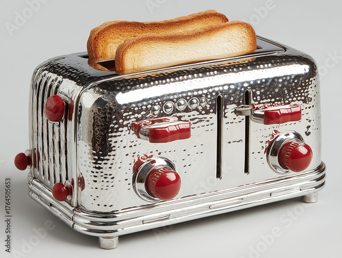 A vintage chrome toaster wi...