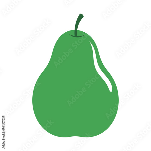 Simple green pear fruit illustration isolated on white background