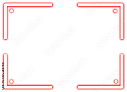Glowing with neon light effect square frame isolated, futuristic template, glowing lines design on transparent background