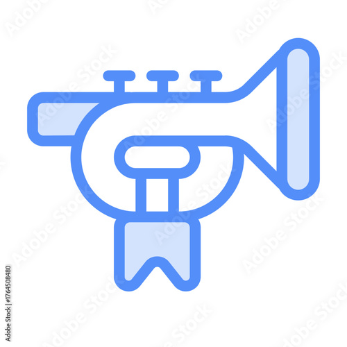 celebratory trumpet icon with lineal color style