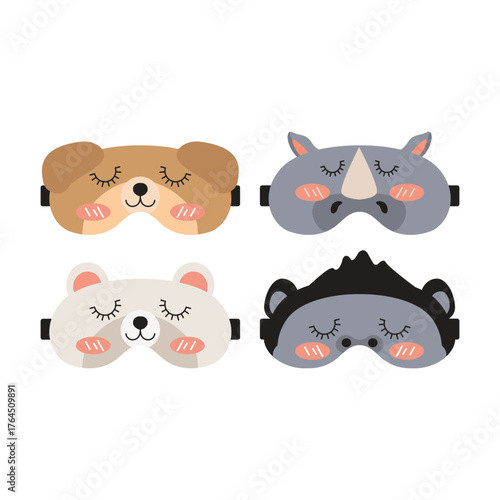 Wallpaper Mural Set Cute Animal Sleeping Mask Cartoon Illustration Torontodigital.ca