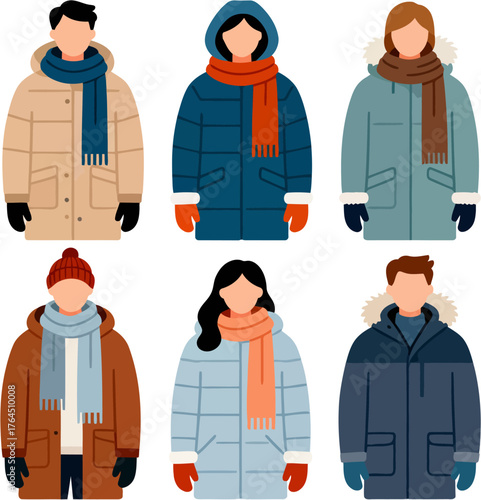 vector illustration of a set of winter clothes
