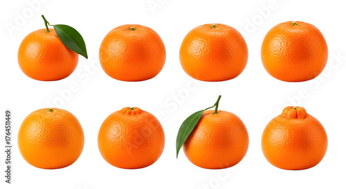 Wallpaper Mural Fresh whole mandarins or tangerines isolated on white background, ripe citrus fruits with leaves, healthy snack and vitamin C source Torontodigital.ca