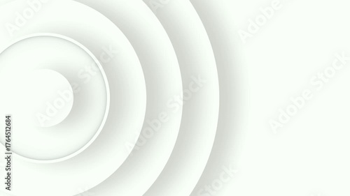 Clean White Circular Waves Abstract Background Animation.