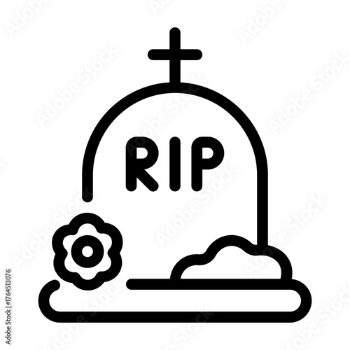 gravestone icon with line style