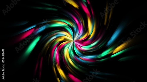 Abstract Colorful Swirl Hypnotic Spiral Motion Background Loop.