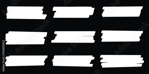 Set of hand drawn marker line vector illustration design element, grunge strokes, doodle lines underline scribble	