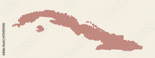 Cuba shape rings. Country map formed by stacked circles. Cuba boundary shape design. Modern vector illustration.