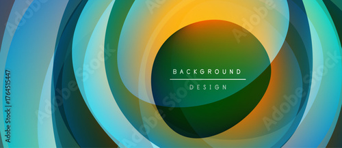 Abstract layered design. Concentric circles blend vibrant colors, creating dynamic visual effect. Text reads background design.