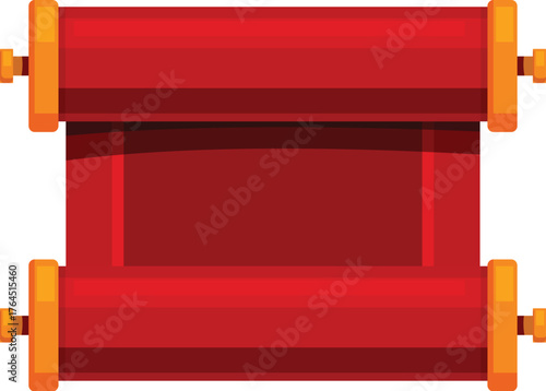 Red scroll with gold handles symbolizing historical documents, ancient wisdom, or important messages