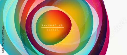 Abstract colorful circles create dynamic visual effect. Concentric layers blend, forming vibrant background design. Modern, stylish composition.