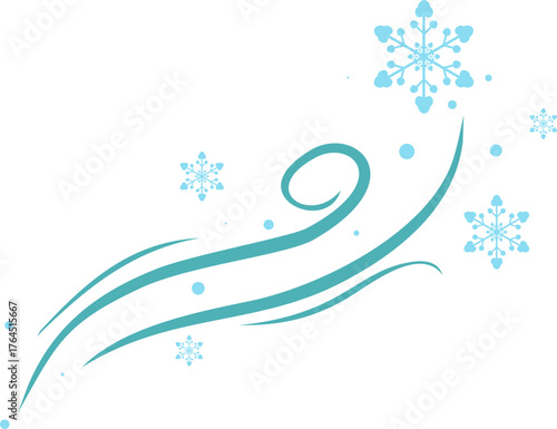 Winter Wind and Snowflakes Illustration