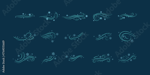 Winter Wind and Snowflakes Illustration