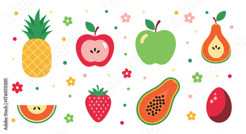 Vibrant Assortment of Fresh and Healthy Tropical and Orchard Fruits.