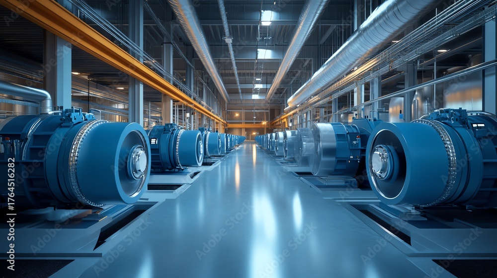 Fototapeta premium Industrial machinery in a modern factory setting.