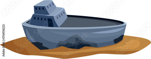 Sunken ship lying on the seabed creating a captivating underwater scene, perfect for projects related to maritime disasters or shipwrecks