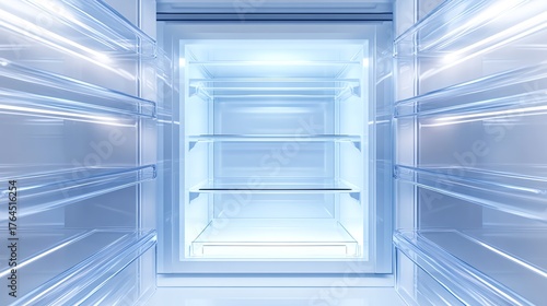 Wallpaper Mural Empty refrigerator interior with bright lighting. Torontodigital.ca