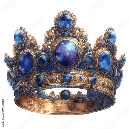 watercolor of Queenas Crown, vector, isolated on a white background.
