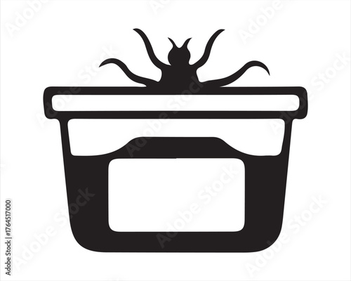 Silhouette of a spider crawling out of a jar of jam