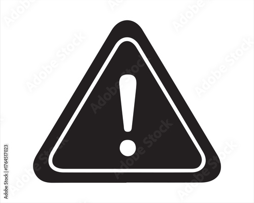 Black and white warning sign with an exclamation mark inside a triangle