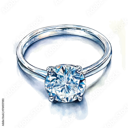 Promise Ring, watercolor illustration vector, isolated on a white background.