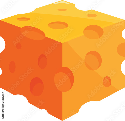 Large block of swiss cheese shows its characteristic holes and texture