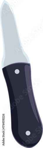 Oyster knife featuring a pointed steel blade and black handle, designed for opening oysters and other shellfish