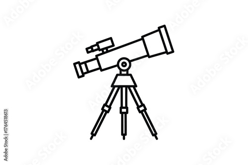 Classic telescope on tripod for astronomy and scientific exploration icon isolated on white background