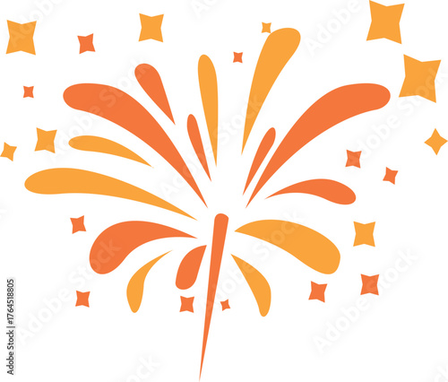 Fireworks exploding creating a festive atmosphere with bright orange and yellow sparks
