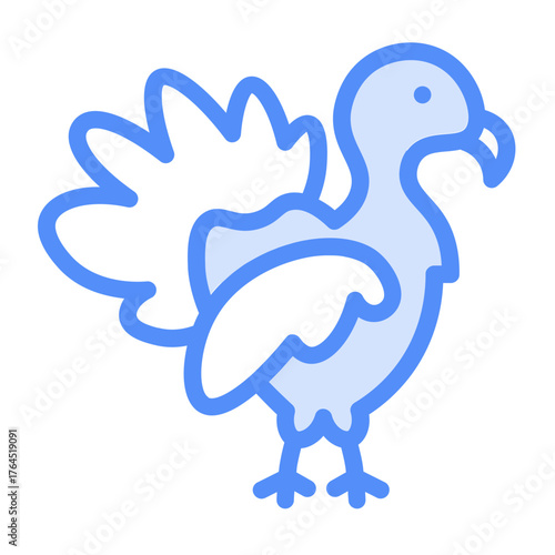 rooster icon with lineal color style
