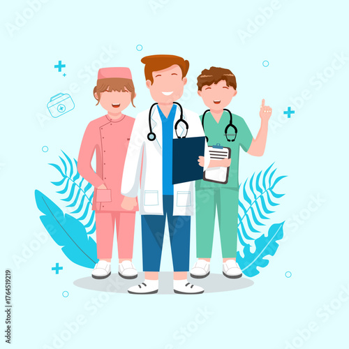 illustration the team of doctor